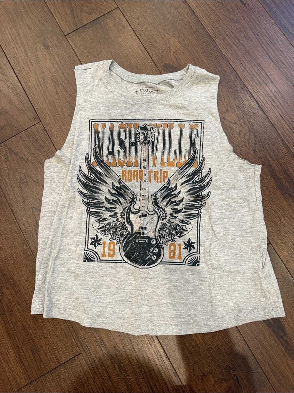 Nashville Road Trip Graphic Muscle Tee - Light Gray Medium - C72-056